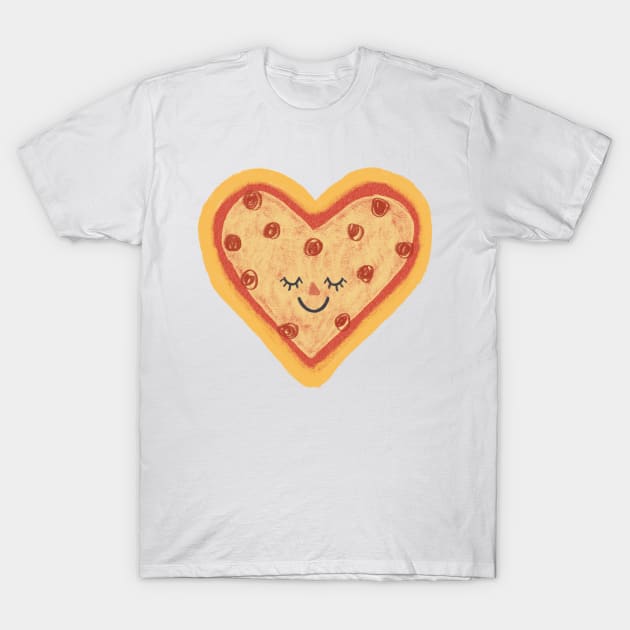 Cute Heart Shaped Pizza T-Shirt by MissCassieBee